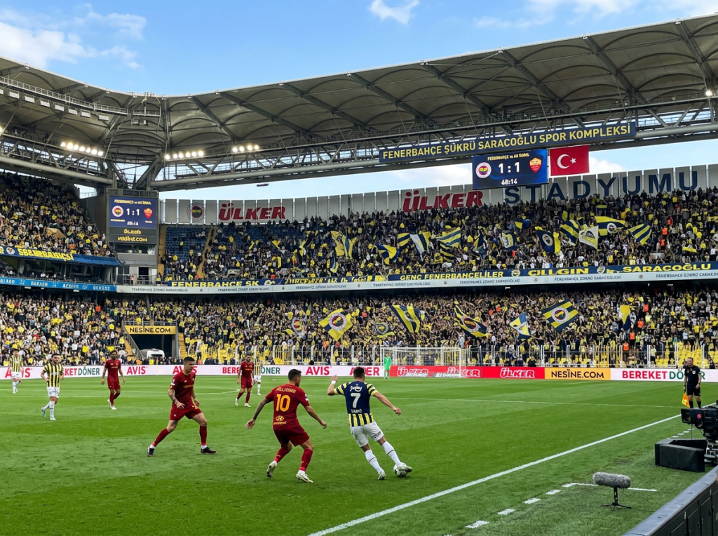 Football match at Ülker Stadium with Fenerbahçe supporters