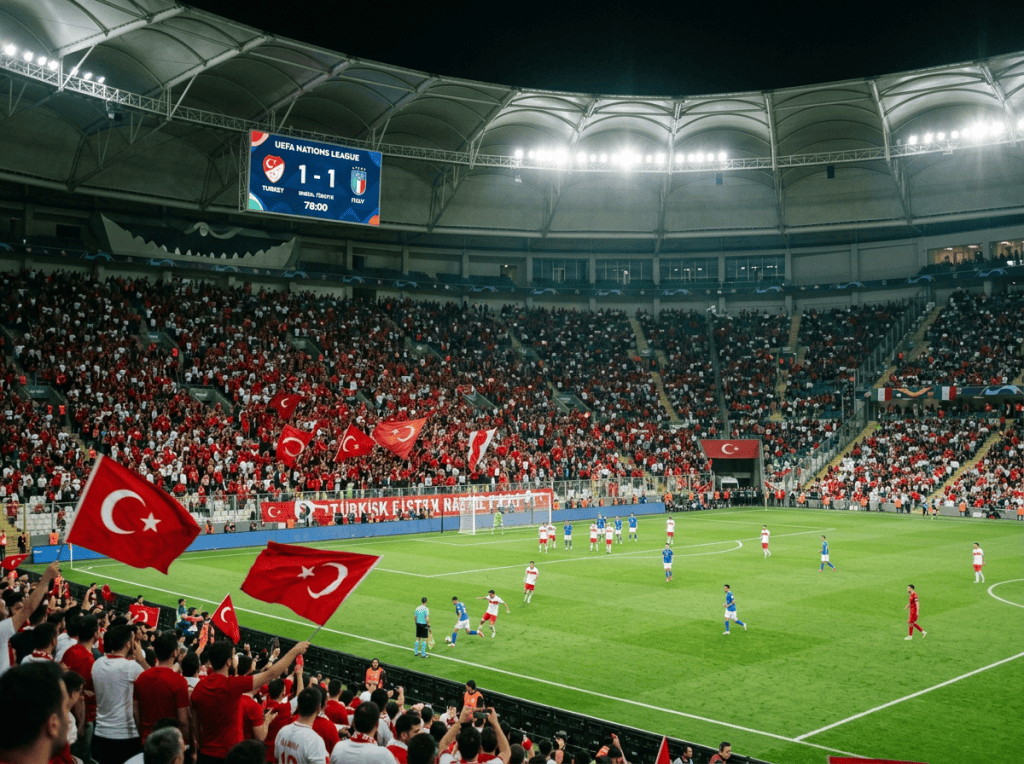 Turkey and Italy tied 1–1 in a UEFA Nations League match at 78:00